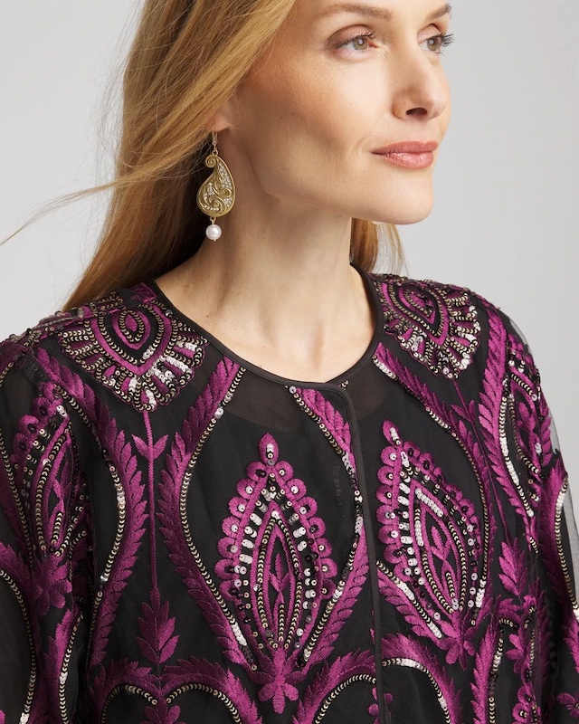 Travelers Collection Mesh Embroidered Jacket - image 4